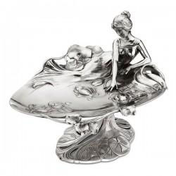 Art Nouveau-Style Ninfa Footed Tray - Young Lady & Water Lilies - 26 см  