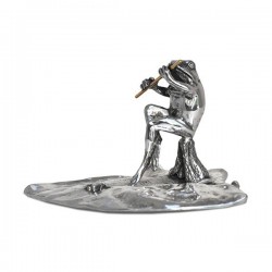 Art Nouveau-Style Rana Sculpture - Frog with Flute - 13 x 9.5 см  