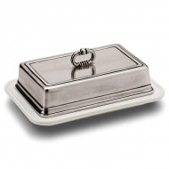 Convivio Rectangular White Ceramic Butter Dish - 18.5 x 13 cm