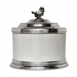 Convivio White Ceramic Biscuit Jar - Bird - 3.6 L