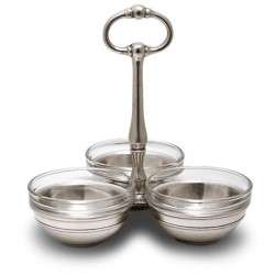Osteria Condiment Holder (with handle & glass inserts) - 18.5 см
